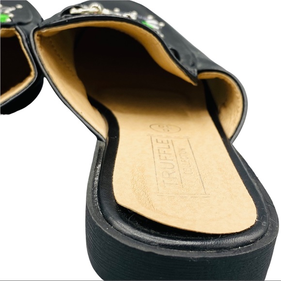 ASOS Truffle Black Embroidered Snake Stud Slip On Horse Bit Mule Slides 6 - Picture 11 of 12